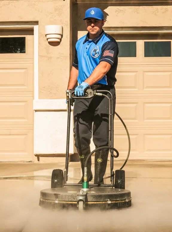 Wash Patrolman Steam Cleaning Concrete Driveway in Goodyear